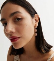 New Look Pink Floral Diamante Drop Earrings